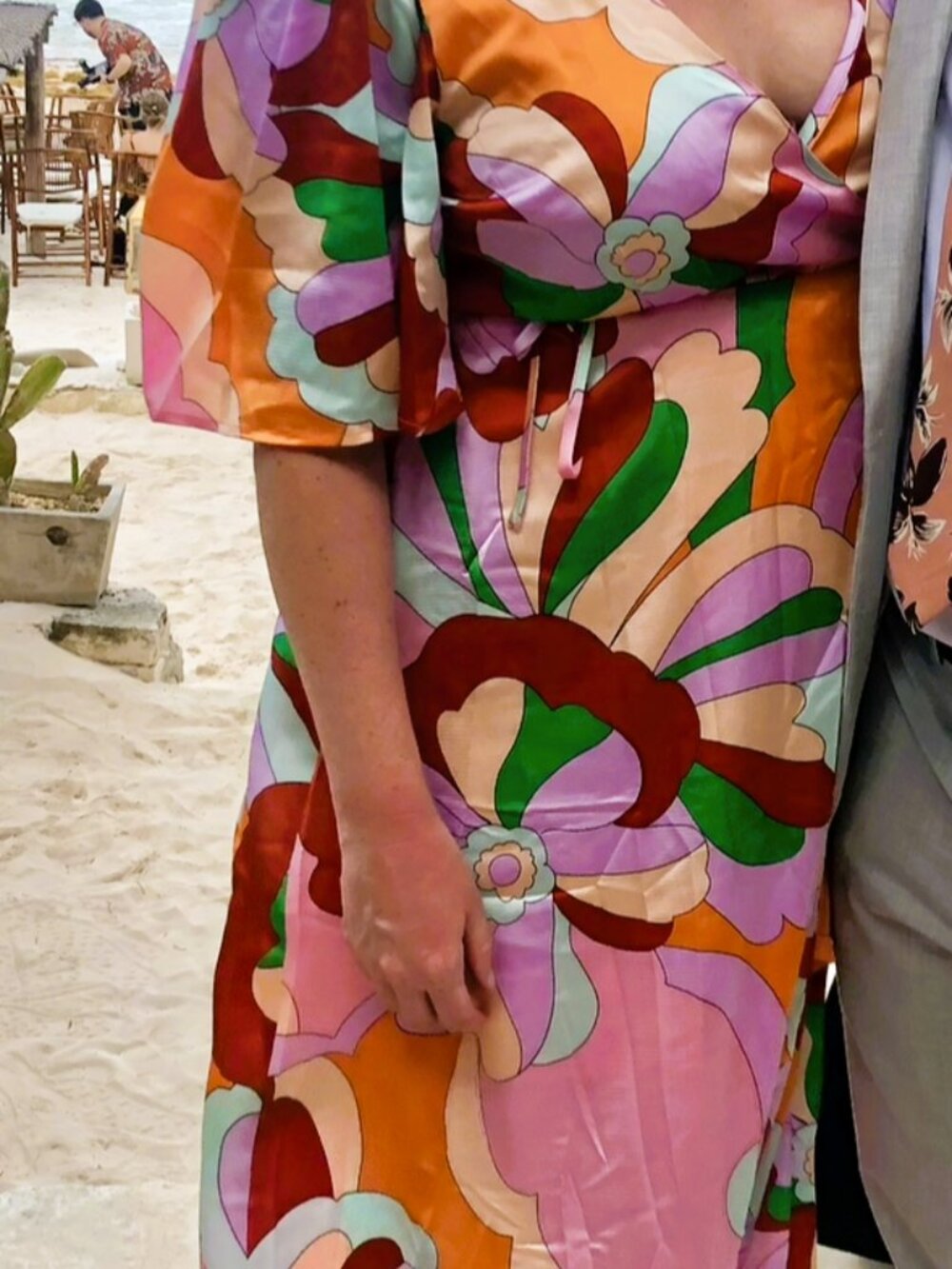 Liquorish Plus wrap midi dress with frill sleeve in floral print